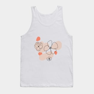 Nature pattern. One line cute flowers. Tank Top